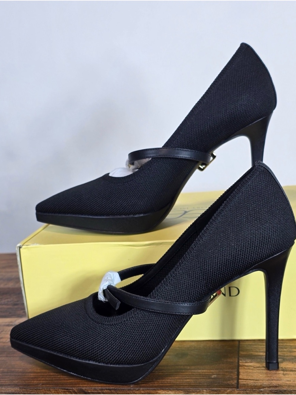Black Pointed-Toe Mary Jane High Heels